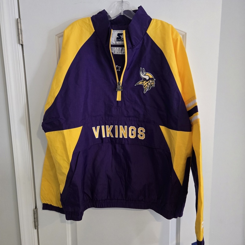 Minnesota Vikings Starter Jacket Men's XL Purple Gold Pullover Half Zip NFL‎ NWT
